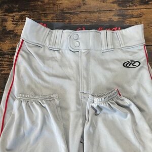 Rawlings Light Gray Baseball Pants with Red Piping